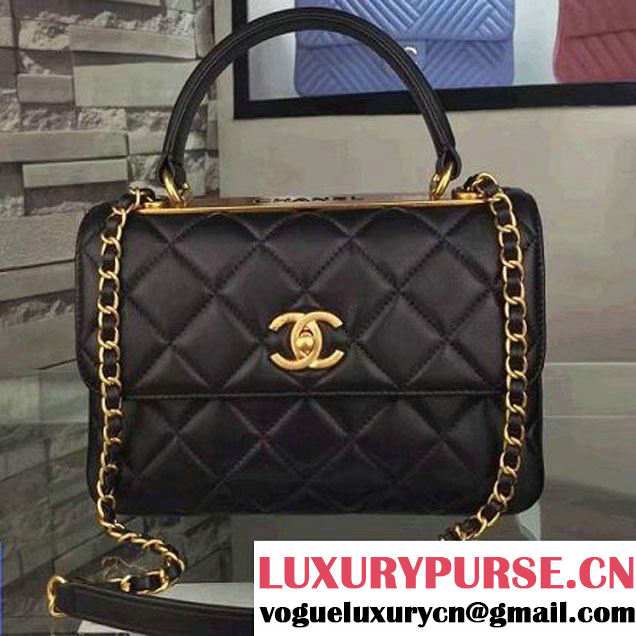 Chanel Lambskin Trendy CC Small Flap Bag With Top Handle A92236 Black F/W 2016 (Gold Metal) (2A058-6092009 )