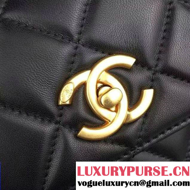 Chanel Lambskin Trendy CC Small Flap Bag With Top Handle A92236 Black F/W 2016 (Gold Metal) (2A058-6092009 )