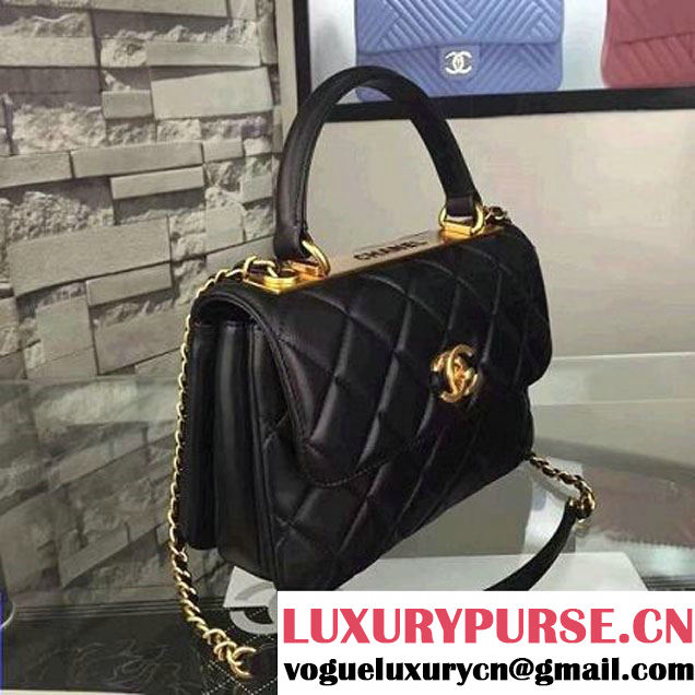 Chanel Lambskin Trendy CC Small Flap Bag With Top Handle A92236 Black F/W 2016 (Gold Metal) (2A058-6092009 )