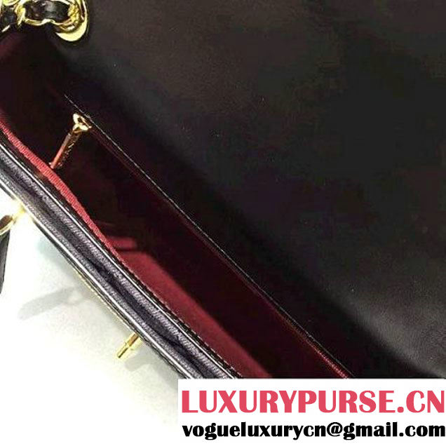Chanel Denim and Calfskin/Light Gold Metal Small Flap Bag Black 2016 (2A058-6092010 )