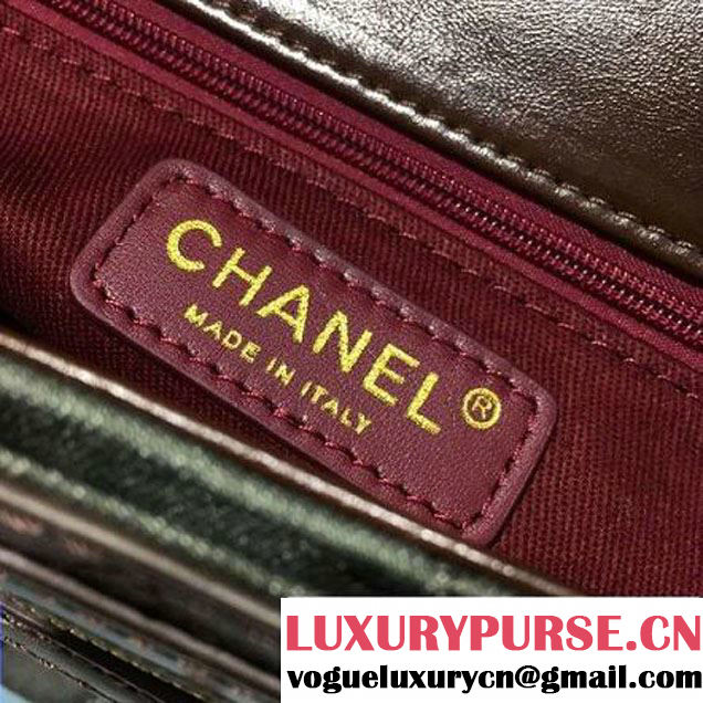 Chanel Denim and Calfskin/Light Gold Metal Small Flap Bag Army Green 2016 (2A058-6092011 )