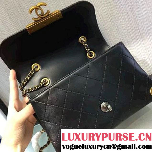 Chanel Calfskin Small Flap Bag A93514 Black F/W 2016 (2A143-6092103 )
