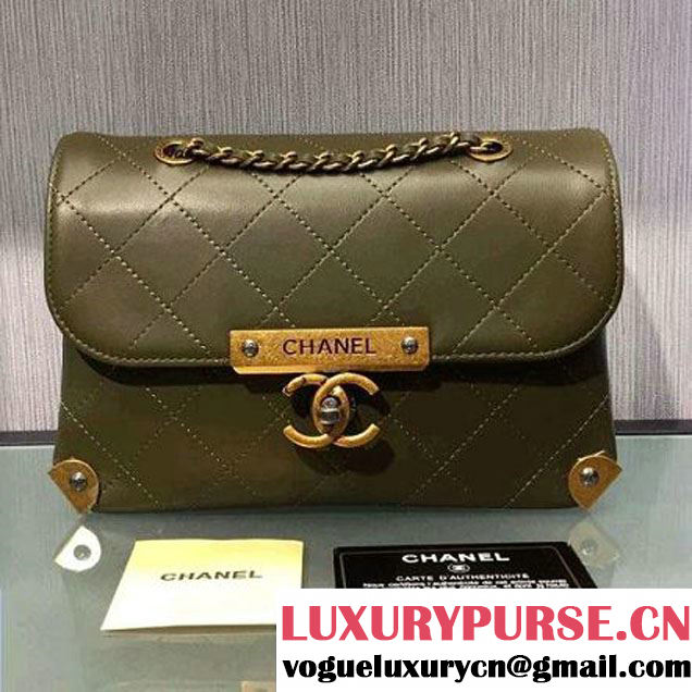 Chanel Calfskin Small Flap Bag A93514 Army Green F/W 2016 (2A143-6092104 )