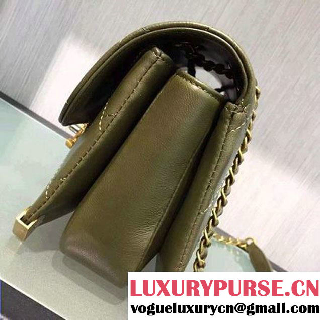 Chanel Calfskin Small Flap Bag A93514 Army Green F/W 2016 (2A143-6092104 )