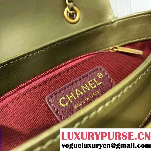 Chanel Calfskin Small Flap Bag A93514 Army Green F/W 2016 (2A143-6092104 )