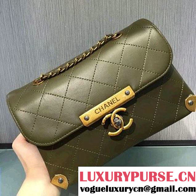 Chanel Calfskin Small Flap Bag A93514 Army Green F/W 2016 (2A143-6092104 )