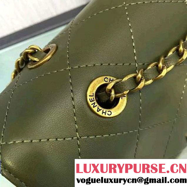 Chanel Calfskin Small Flap Bag A93514 Army Green F/W 2016 (2A143-6092104 )