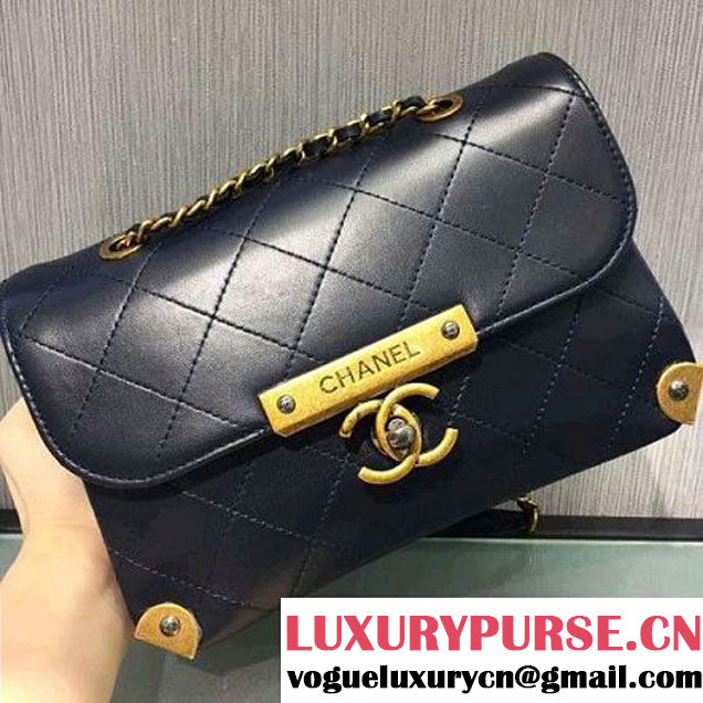 Chanel Calfskin Small Flap Bag A93514 Deep Blue F/W 2016 (2A143-6092105 )