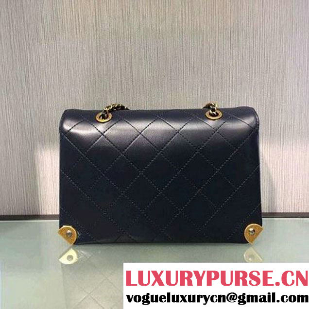 Chanel Calfskin Small Flap Bag A93514 Deep Blue F/W 2016 (2A143-6092105 )