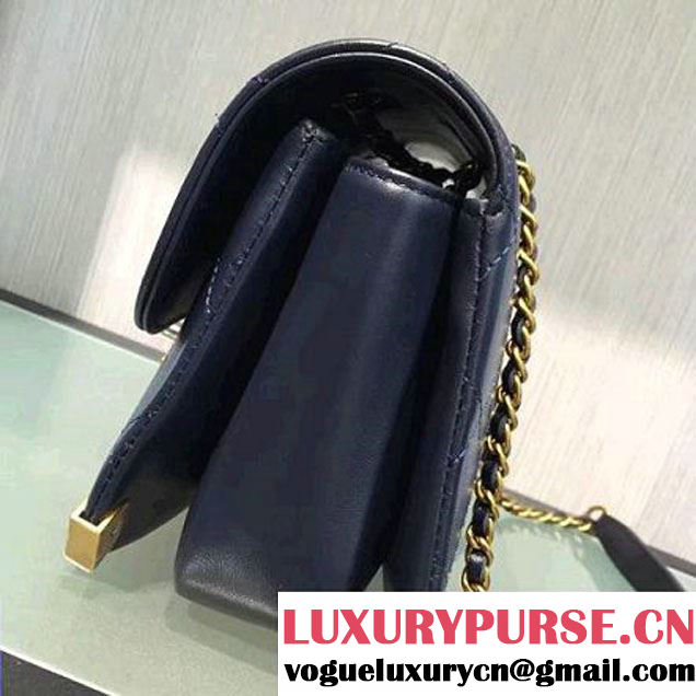 Chanel Calfskin Small Flap Bag A93514 Deep Blue F/W 2016 (2A143-6092105 )