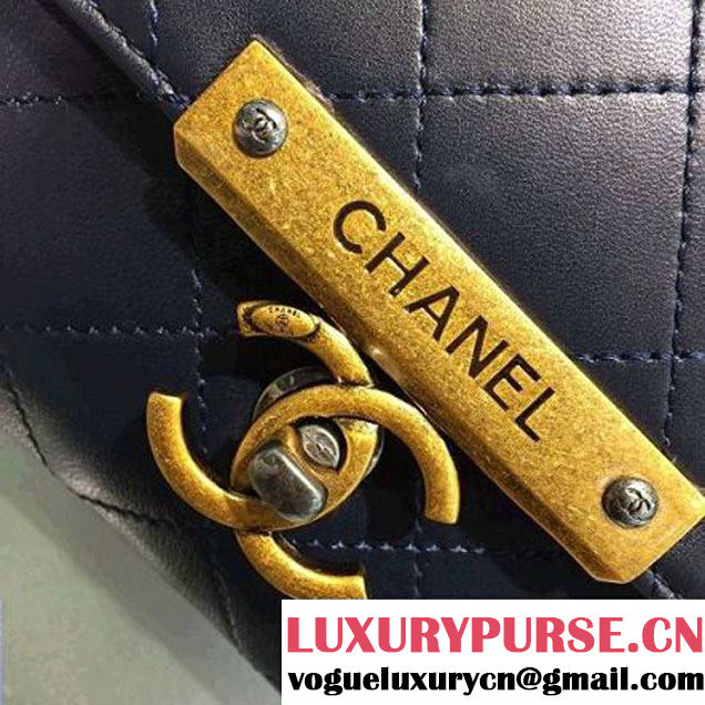 Chanel Calfskin Small Flap Bag A93514 Deep Blue F/W 2016 (2A143-6092105 )