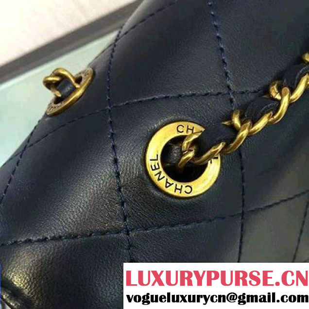 Chanel Calfskin Small Flap Bag A93514 Deep Blue F/W 2016 (2A143-6092105 )