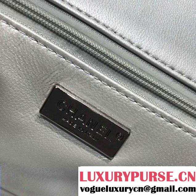 Chanel Metallic Lambskin, Embroideries & Ruthenium Metal Small Flap Bag Silver A69900 2016 (2A143-6092602 )