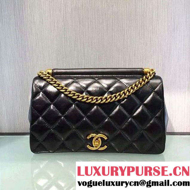 Chanel Calfskin & Gold Metal Flap Bag Black A93427 2016 (2A143-6092603 )