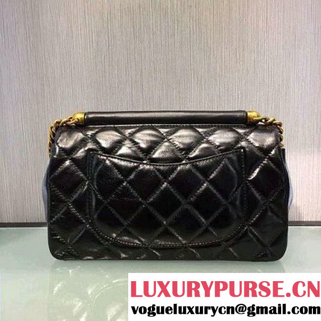 Chanel Calfskin & Gold Metal Flap Bag Black A93427 2016 (2A143-6092603 )