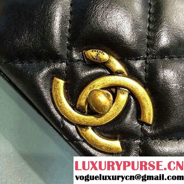 Chanel Calfskin & Gold Metal Flap Bag Black A93427 2016 (2A143-6092603 )