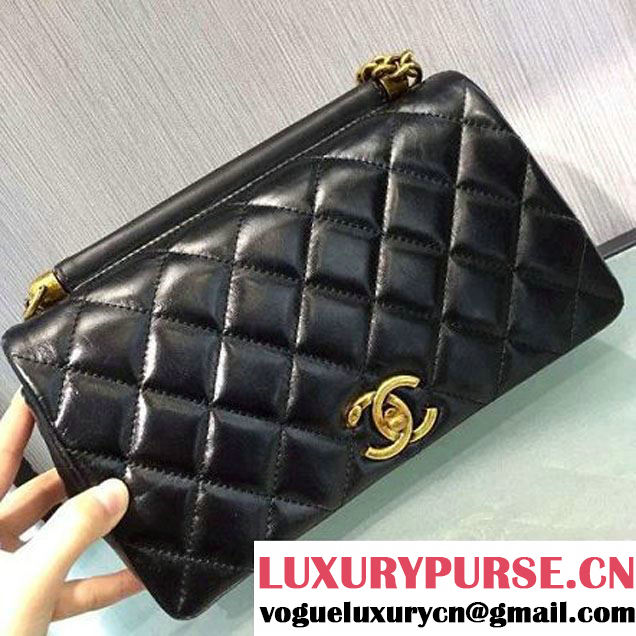 Chanel Calfskin & Gold Metal Flap Bag Black A93427 2016 (2A143-6092603 )