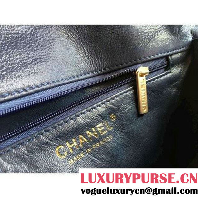 Chanel Pearl Calfskin & Light Gold Metal Flap Bag Blue 2016 (1A086-6092609 )