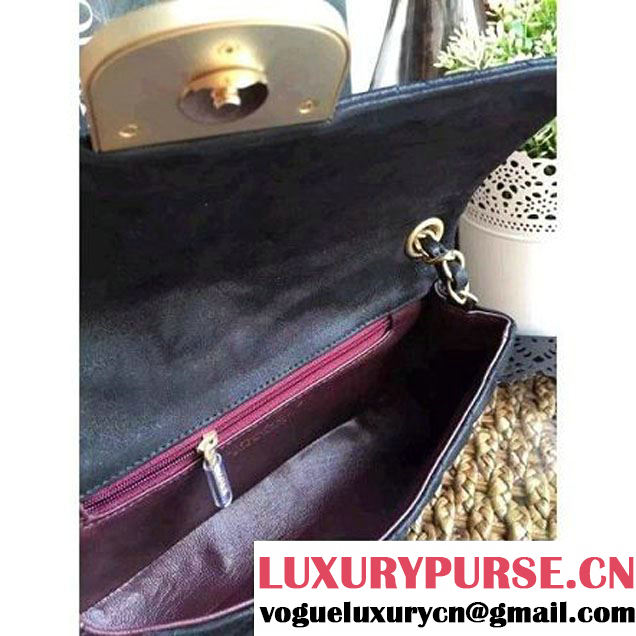 Chanel Pearl Calfskin & Light Gold Metal Flap Bag Black 2016 (1A086-6092610 )