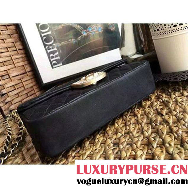 Chanel Pearl Calfskin & Light Gold Metal Flap Bag Black 2016 (1A086-6092610 )