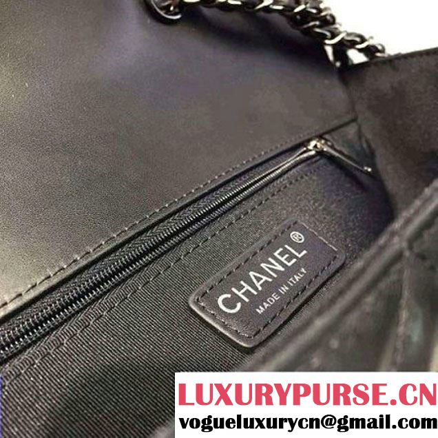 Chanel Black Calfskin & Ruthenium Metal Medium Flap Bag A98749 F/W 2016 (2A143-6100829 )