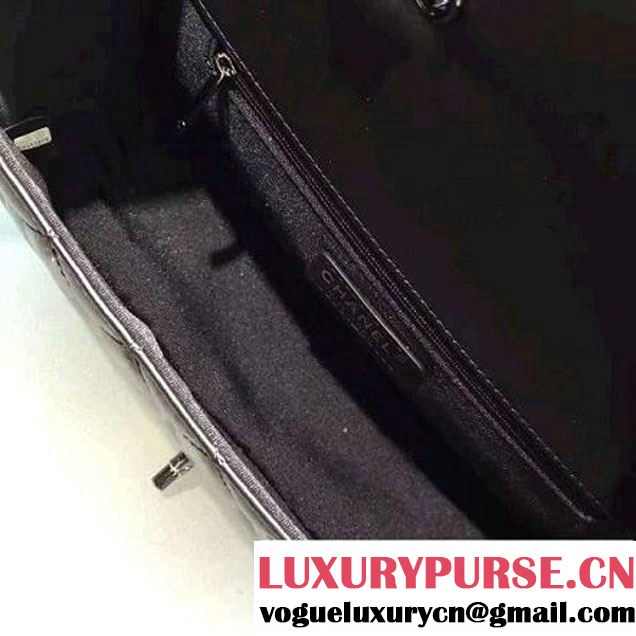 Chanel Black Calfskin & Ruthenium Metal Medium Flap Bag A98749 F/W 2016 (2A143-6100829 )