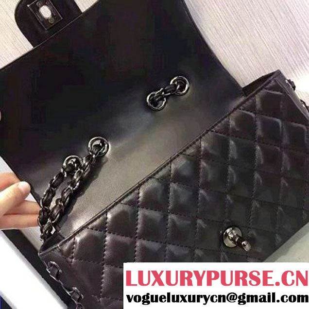 Chanel Black Calfskin & Ruthenium Metal Small Flap Bag A98749 F/W 2016 (2A143-6100830 )
