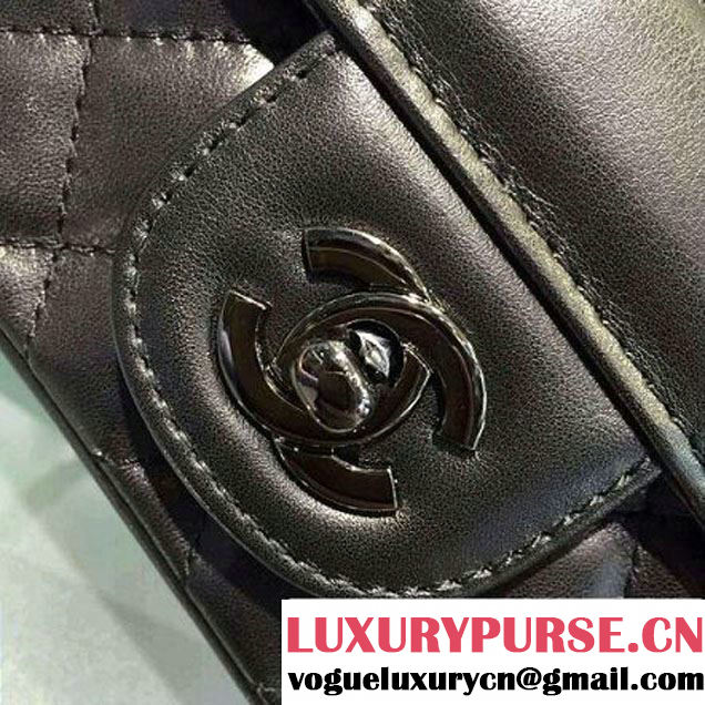Chanel Black Calfskin & Ruthenium Metal Small Flap Bag A98749 F/W 2016 (2A143-6100830 )