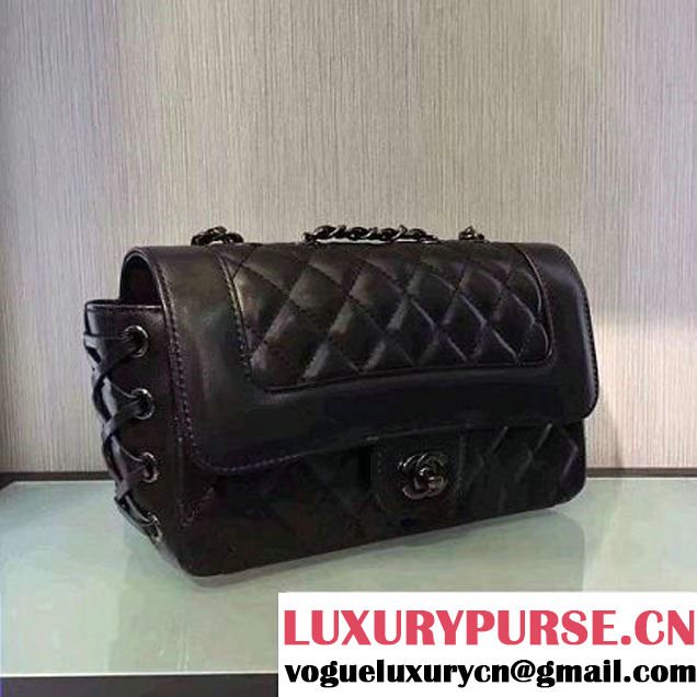 Chanel Black Calfskin & Ruthenium Metal Small Flap Bag A98749 F/W 2016 (2A143-6100830 )