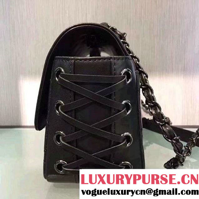 Chanel Black Calfskin & Ruthenium Metal Small Flap Bag A98749 F/W 2016 (2A143-6100830 )