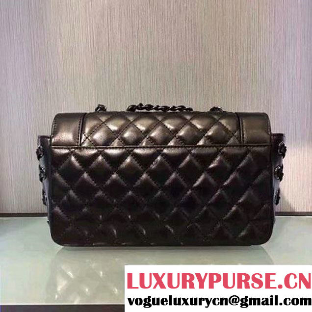 Chanel Black Calfskin & Ruthenium Metal Small Flap Bag A98749 F/W 2016 (2A143-6100830 )