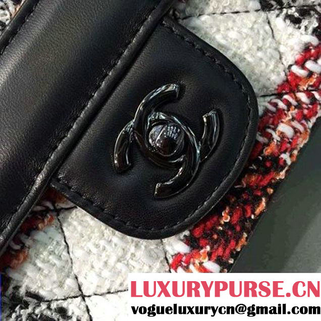 Chanel Lambskin & Tweed & Ruthenium Metal Medium Flap Bag A98749 F/W 2016 (2A143-6100831 )