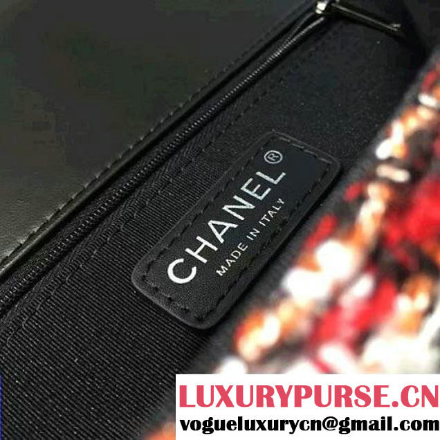 Chanel Lambskin & Tweed & Ruthenium Metal Medium Flap Bag A98749 F/W 2016 (2A143-6100831 )