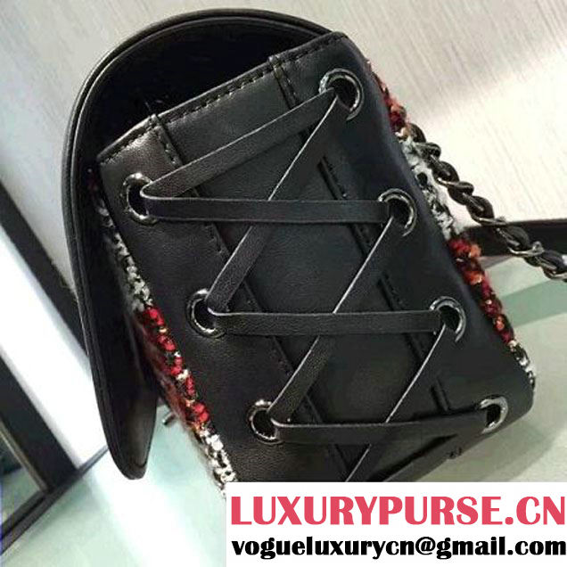 Chanel Lambskin & Tweed & Ruthenium Metal Medium Flap Bag A98749 F/W 2016 (2A143-6100831 )
