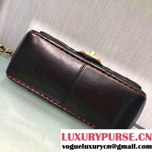 Chanel Lambskin & Gold Metal Flap Bag A93592 Black/Red F/W 2016 (2A143-6101713 )