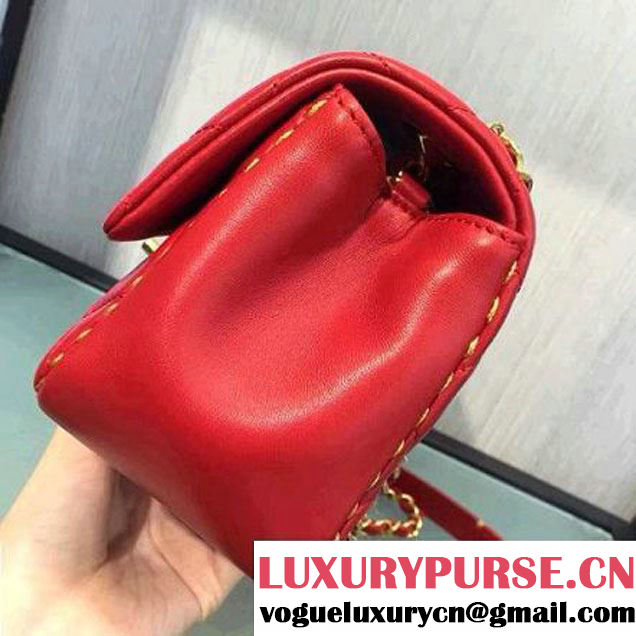 Chanel Lambskin & Gold Metal Flap Bag A93592 Red/White F/W 2016 (1A145-6101714 )