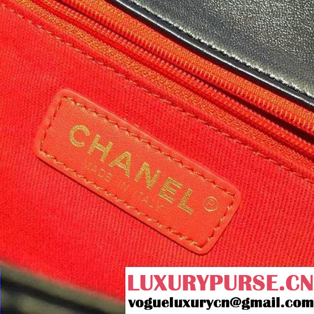 Chanel Lambskin & Gold Metal Flap Bag A93592 Navy/Red F/W 2016 (2A143-6101716 )