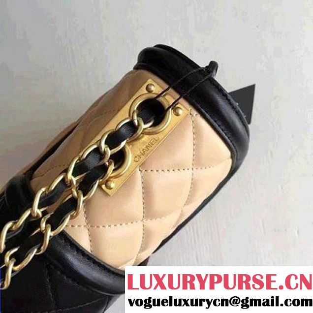 Chanel Lambskin alfskin Small Elegant CC Flap Bag A91365 Apricot/Black 2016 (KN-6101720 )