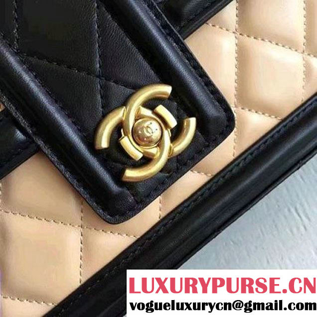 Chanel Lambskin alfskin Small Elegant CC Flap Bag A91365 Apricot/Black 2016 (KN-6101720 )