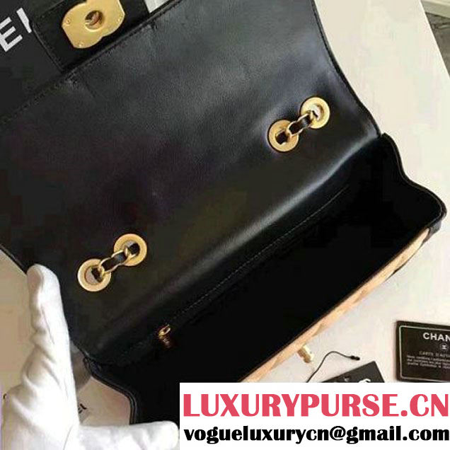 Chanel Lambskin alfskin Small Elegant CC Flap Bag A91365 Apricot/Black 2016 (KN-6101720 )