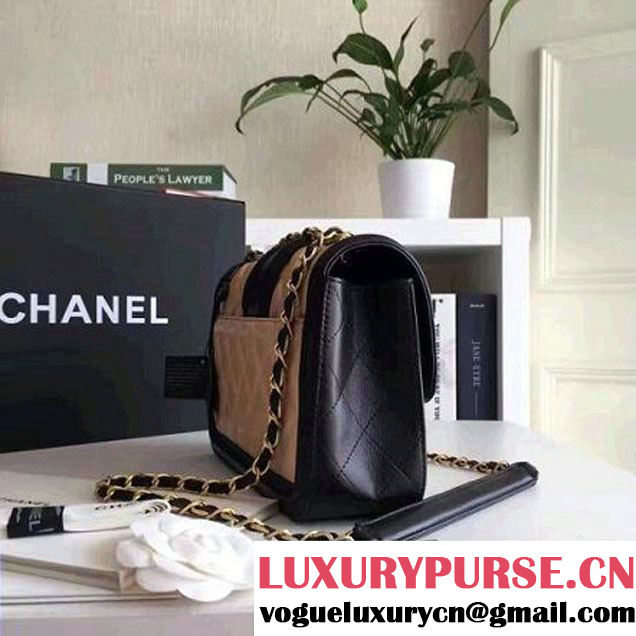 Chanel Lambskin alfskin Small Elegant CC Flap Bag A91365 Apricot/Black 2016 (KN-6101720 )