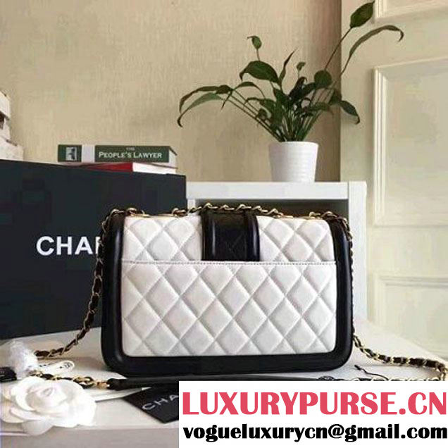 Chanel Lambskin alfskin Small Elegant CC Flap Bag A91365 White/Black 2016 (KN-6101722 )