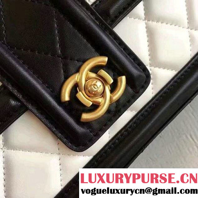 Chanel Lambskin alfskin Small Elegant CC Flap Bag A91365 White/Black 2016 (KN-6101722 )