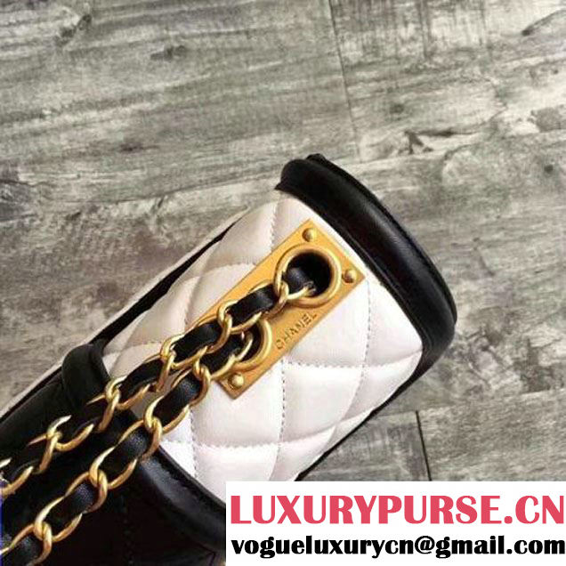 Chanel Lambskin alfskin Small Elegant CC Flap Bag A91365 White/Black 2016 (KN-6101722 )