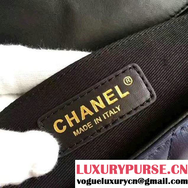 Chanel Lambskin alfskin Small Elegant CC Flap Bag A91365 Navy/Black 2016 (KN-6101723 )