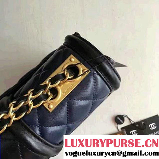 Chanel Lambskin alfskin Small Elegant CC Flap Bag A91365 Navy/Black 2016 (KN-6101723 )