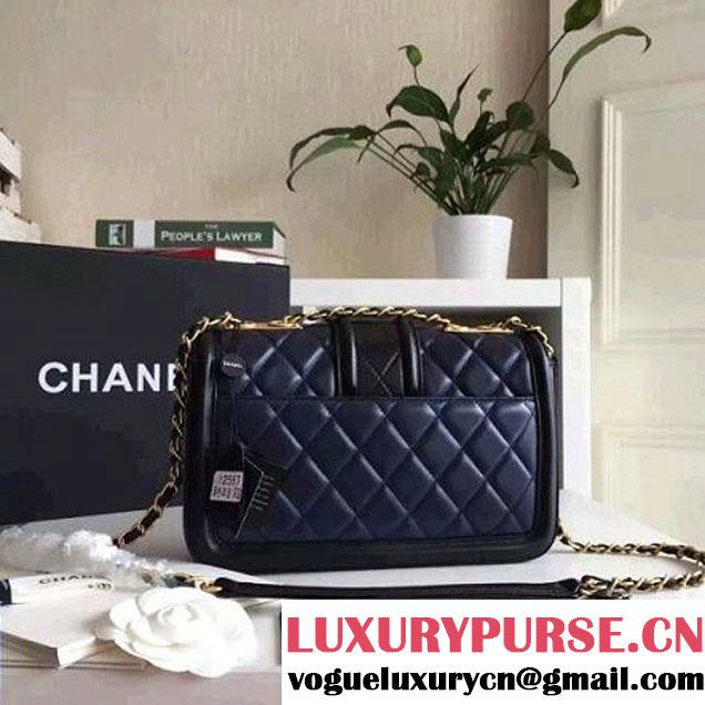 Chanel Lambskin alfskin Small Elegant CC Flap Bag A91365 Navy/Black 2016 (KN-6101723 )