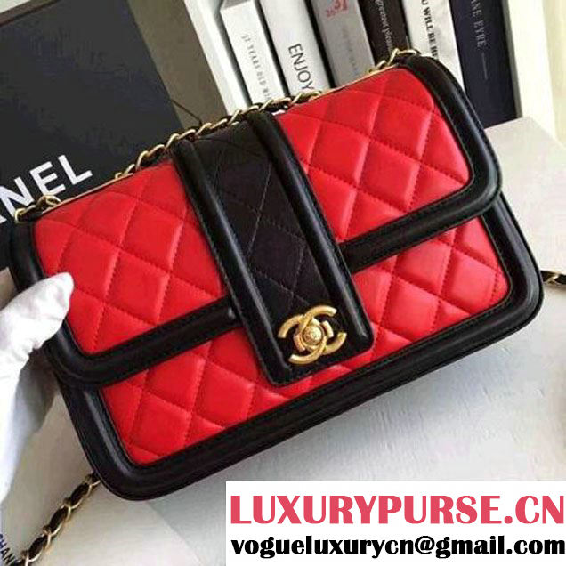 Chanel Lambskin alfskin Small Elegant CC Flap Bag A91365 Red/Black 2016 (KN-6101724 )