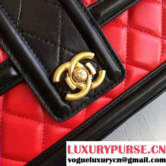 Chanel Lambskin alfskin Small Elegant CC Flap Bag A91365 Red/Black 2016 (KN-6101724 )