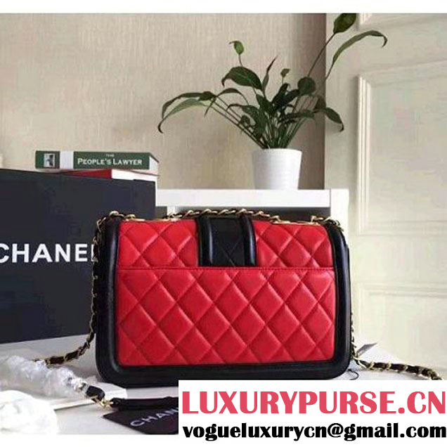 Chanel Lambskin alfskin Small Elegant CC Flap Bag A91365 Red/Black 2016 (KN-6101724 )